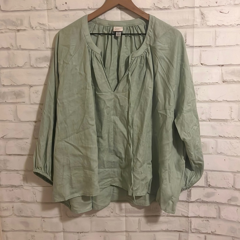 NWOT A New Day teal v neck blouse